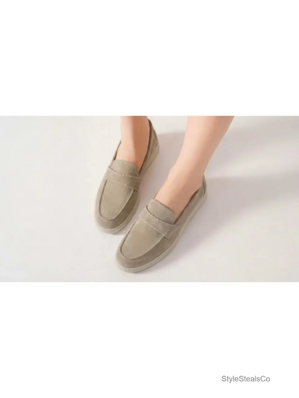 Women's Suede Penny Loafers, Comfortable Slip On Platform Flats, Non-Slip Work